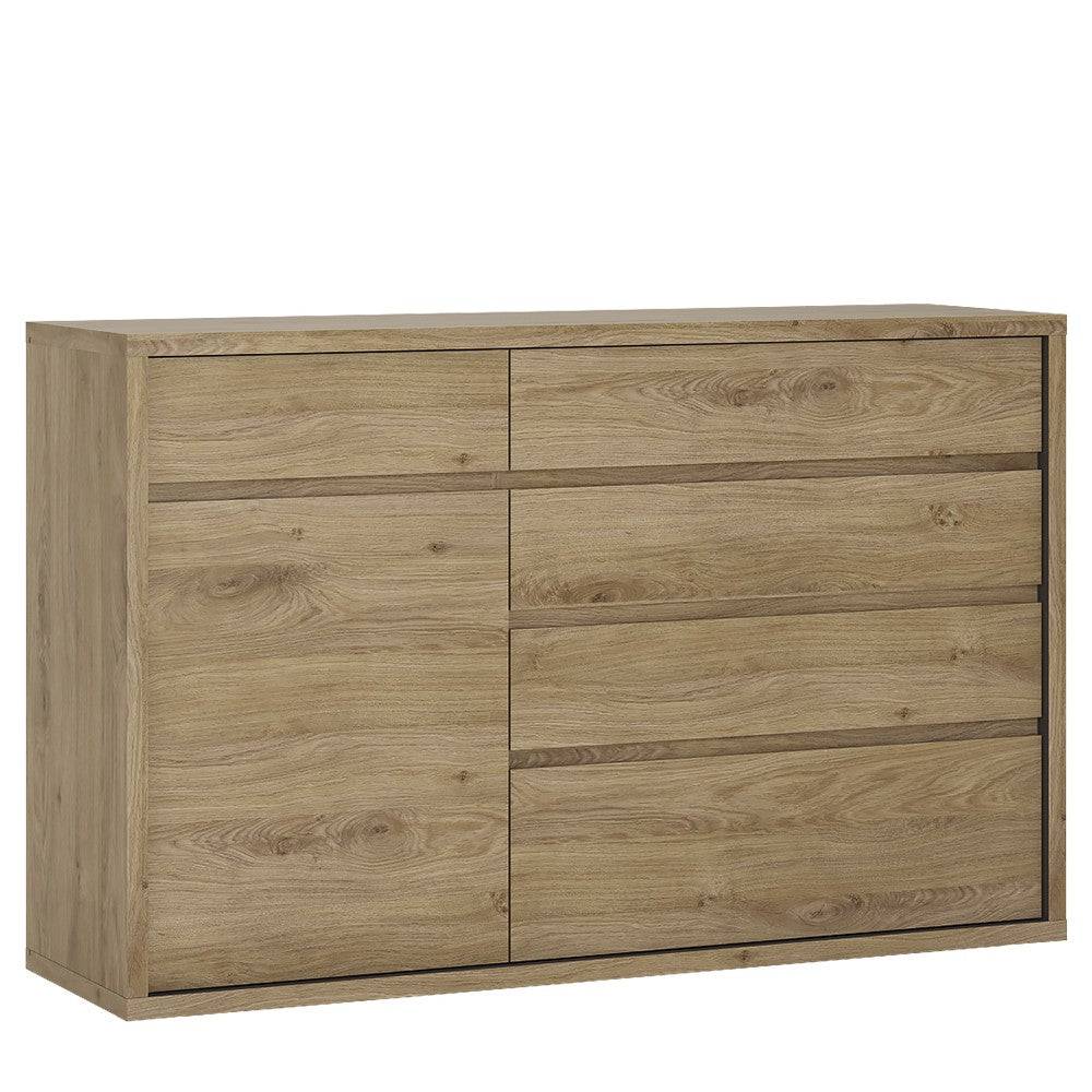 Shetland 1 Door 5 Drawer Cupboard / Sideboard - Price Crash Furniture