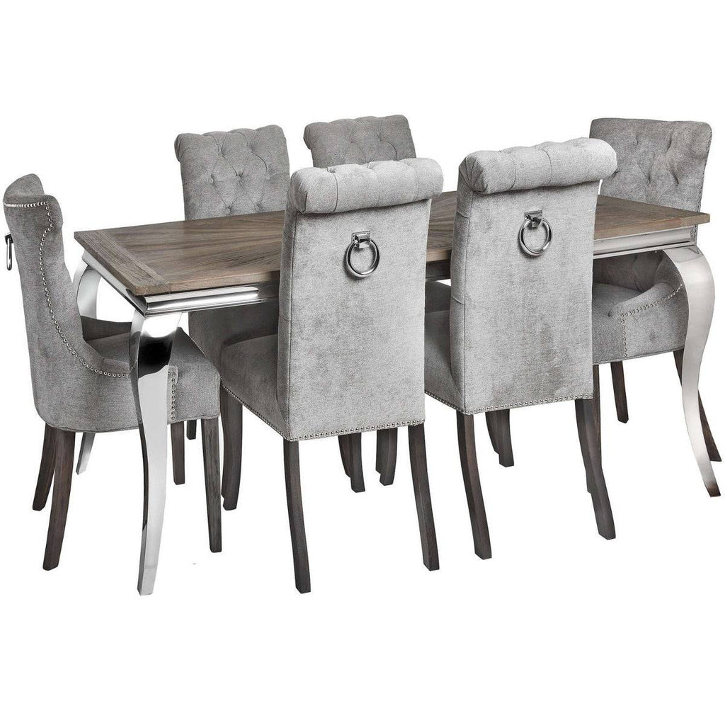 Silver Roll Top Dining Chair With Ring Pull - Price Crash Furniture