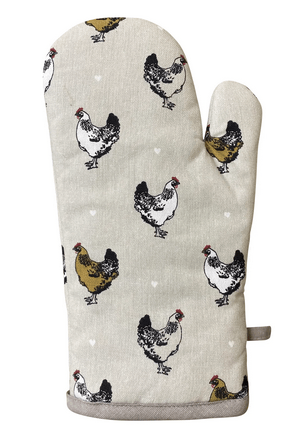 Single Oven Glove With A Chicken Print Design - Price Crash Furniture