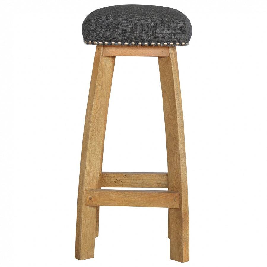 Solid Wood Bar Stool With Black Tweed - Price Crash Furniture