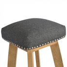 Solid Wood Bar Stool With Black Tweed - Price Crash Furniture