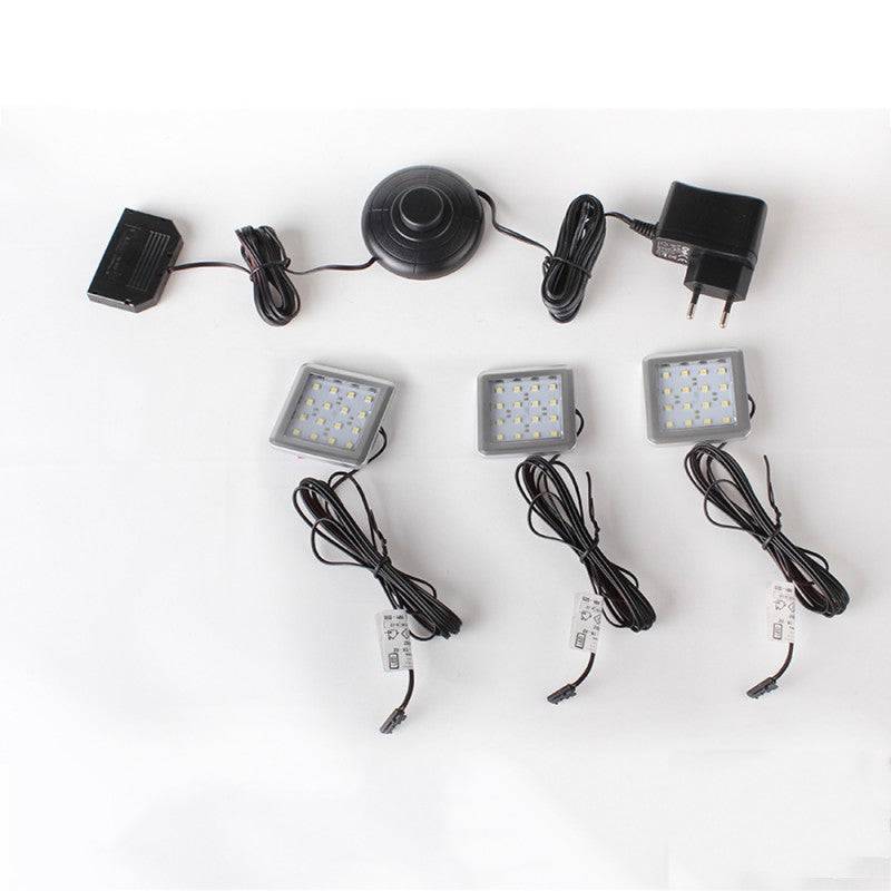 Square 3 piece cabinet lighting kit with foot switch - Price Crash Furniture