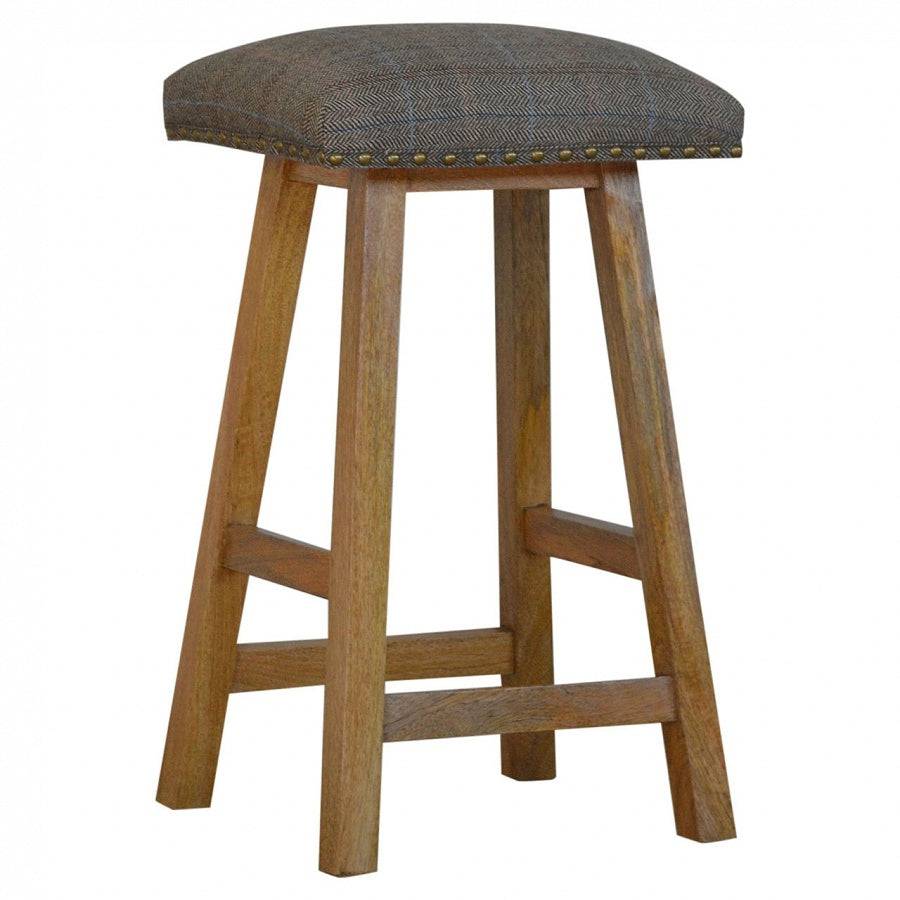 Stool With Upholstered Multi Tweed - Price Crash Furniture