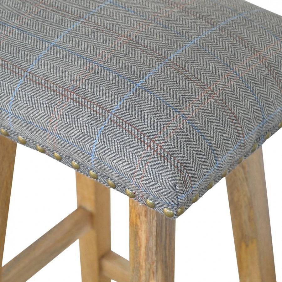 Stool With Upholstered Multi Tweed - Price Crash Furniture