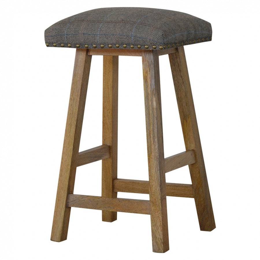 Stool With Upholstered Multi Tweed - Price Crash Furniture