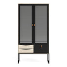 Stubbe China Cabinet 2 Frame doors + 3 Drawers In Matt Black Oak - Price Crash Furniture