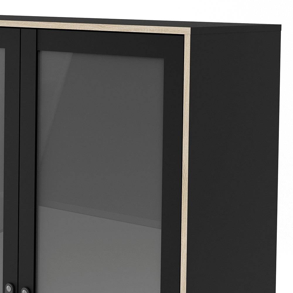 Stubbe China Cabinet 2 Frame doors + 3 Drawers In Matt Black Oak - Price Crash Furniture