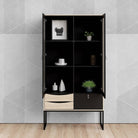 Stubbe China Cabinet 2 Frame doors + 3 Drawers In Matt Black Oak - Price Crash Furniture