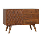 Pineapple Carved Cabinet in Chestnut-effect Mango Wood - Price Crash Furniture