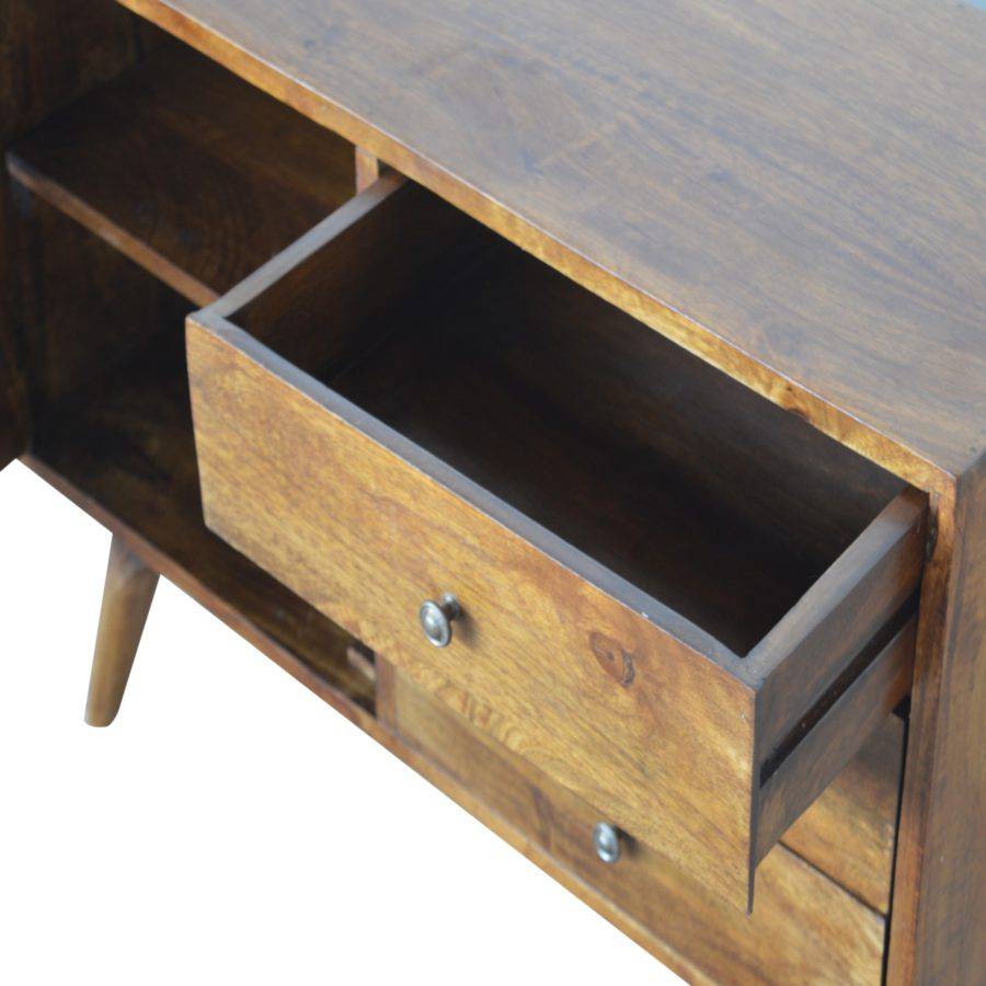 Sunrise Writing & Laptop Desk in Gold & Chestnut-effect Mango Wood - Price Crash Furniture
