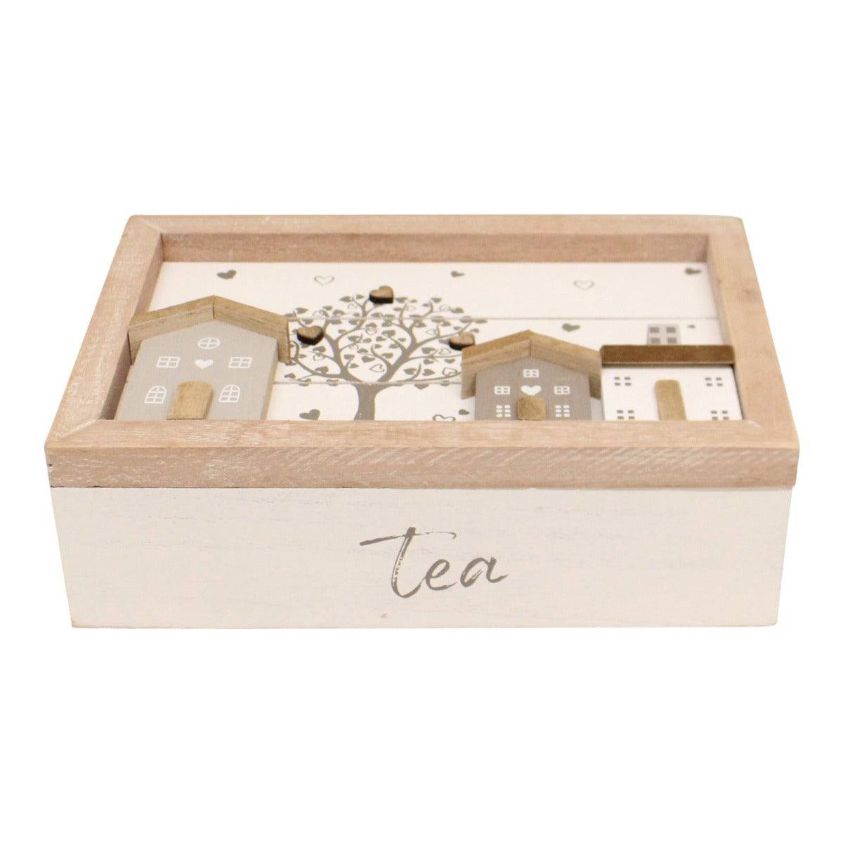 Tea Box, Wooden Houses Design, 24x16cm. - Price Crash Furniture