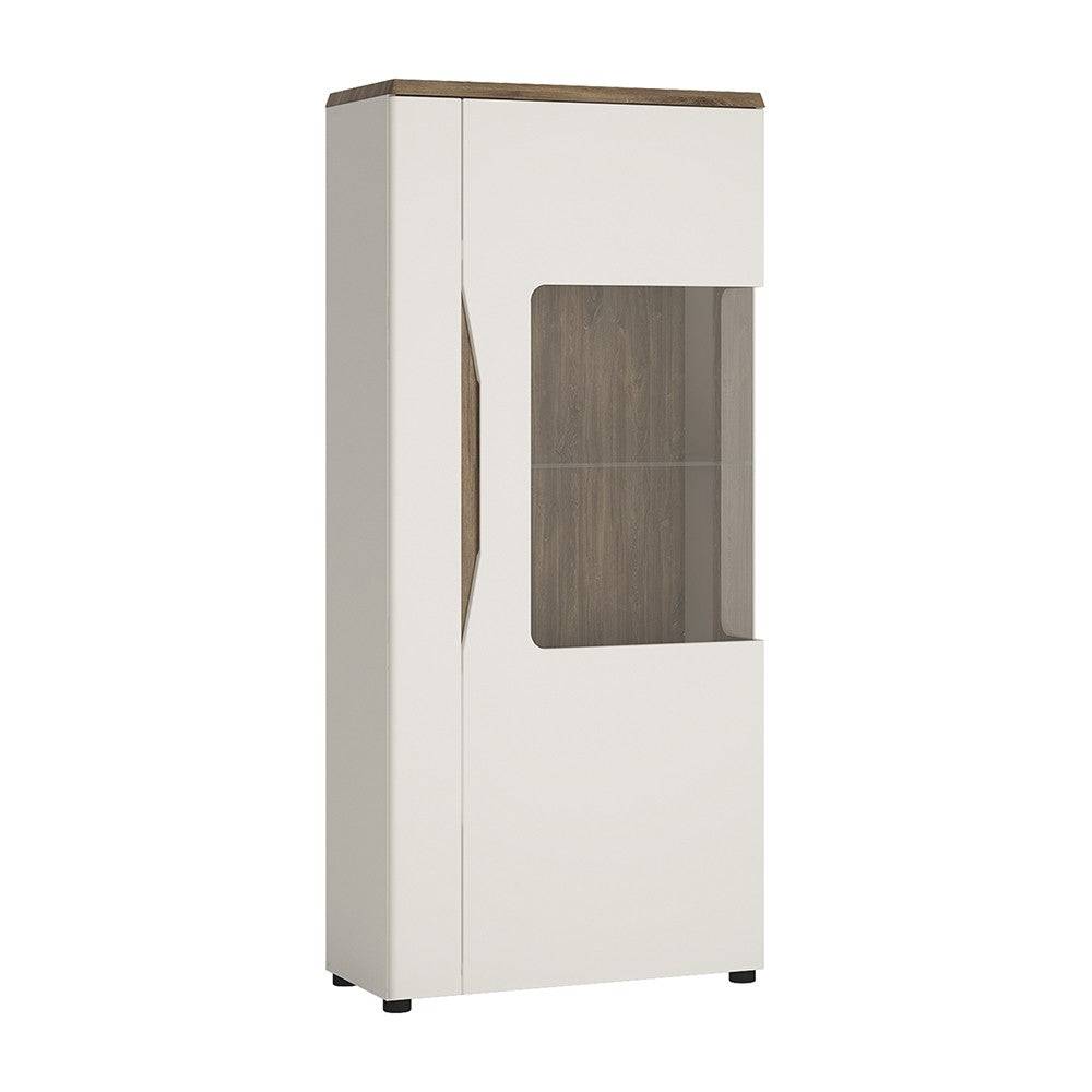 Toledo 1 Door Low Display Cabinet (RH) In White Gloss & Oak - Price Crash Furniture
