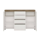 Toledo 2 Door 4 Drawer Sideboard in White Gloss & Oak - Price Crash Furniture