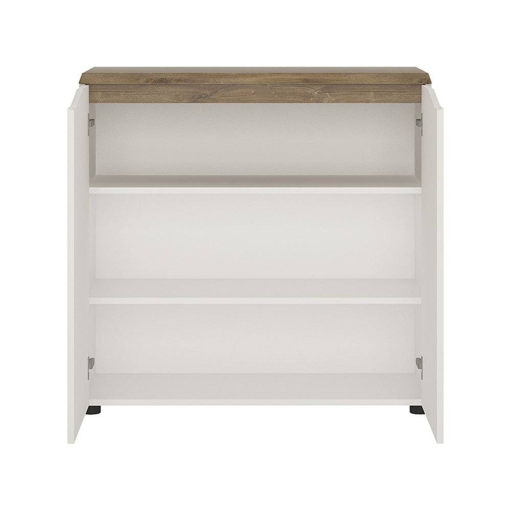 Toledo 2 Door White Gloss & Oak Sideboard - Price Crash Furniture