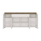 Toledo 4 Door 2 Drawer Sideboard in White Gloss & Oak - Price Crash Furniture