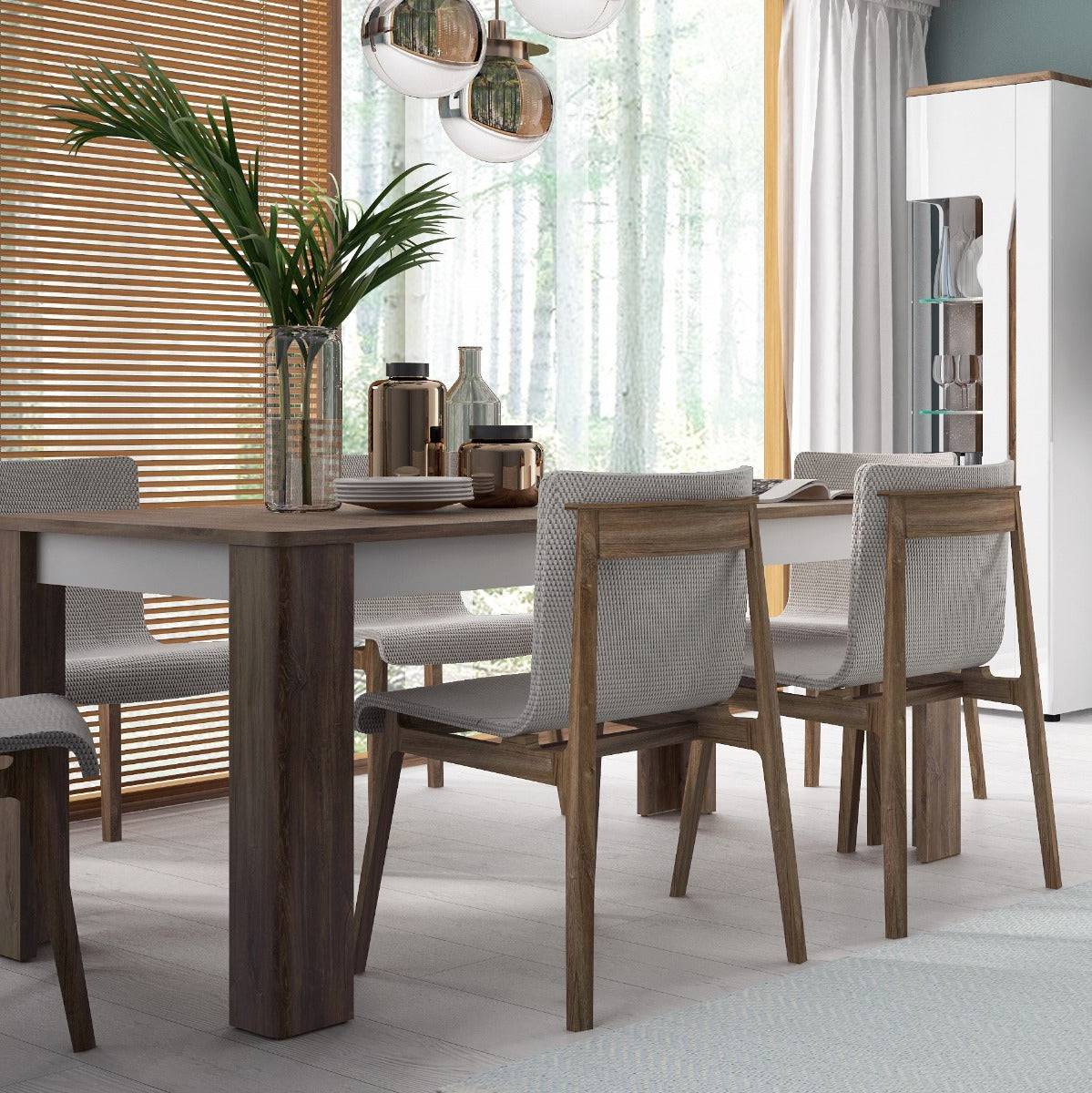 Toledo Extending Dining Table In White Gloss & Oak - Price Crash Furniture