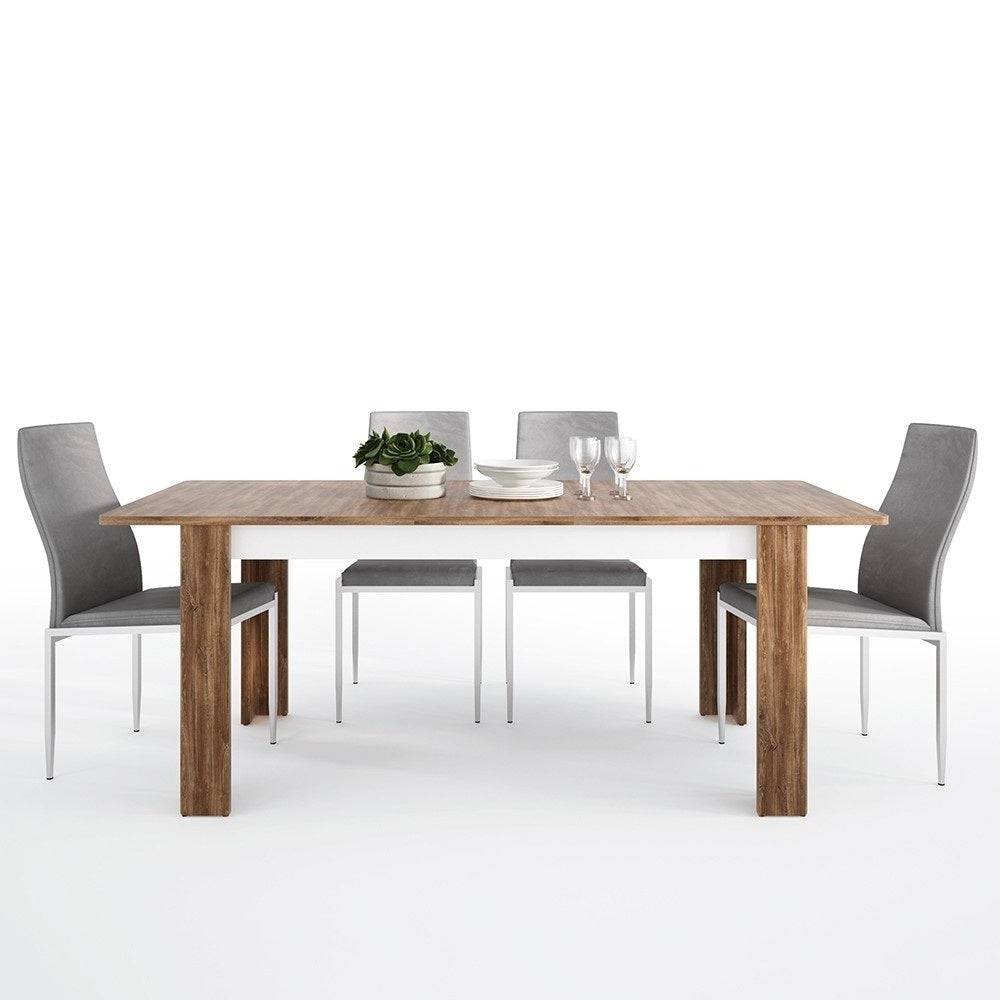 Toledo Extending Dining Table In White Gloss & Oak - Price Crash Furniture