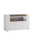 Toronto 3 Door Sideboard With Open Shelving (inc. Plexi Lighting) - Price Crash Furniture