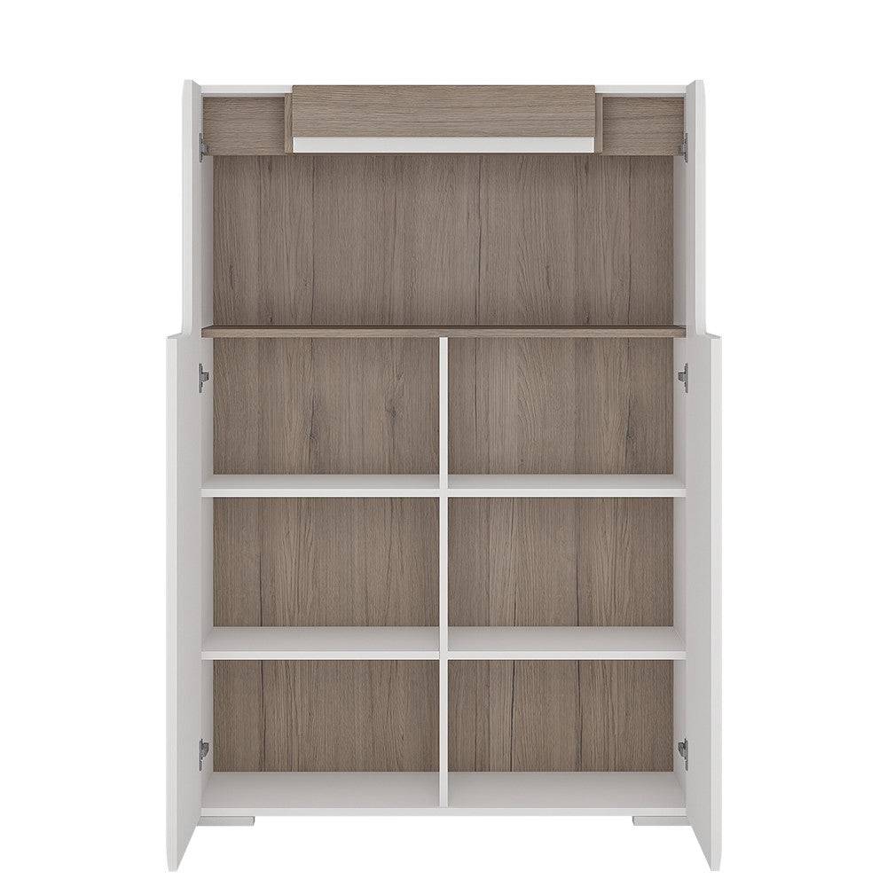 Toronto Low 2 Door Cabinet With Open Shelf (inc. Plexi Lighting) - Price Crash Furniture