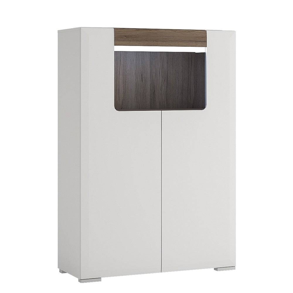 Toronto Low 2 Door Cabinet With Open Shelf (inc. Plexi Lighting) - Price Crash Furniture