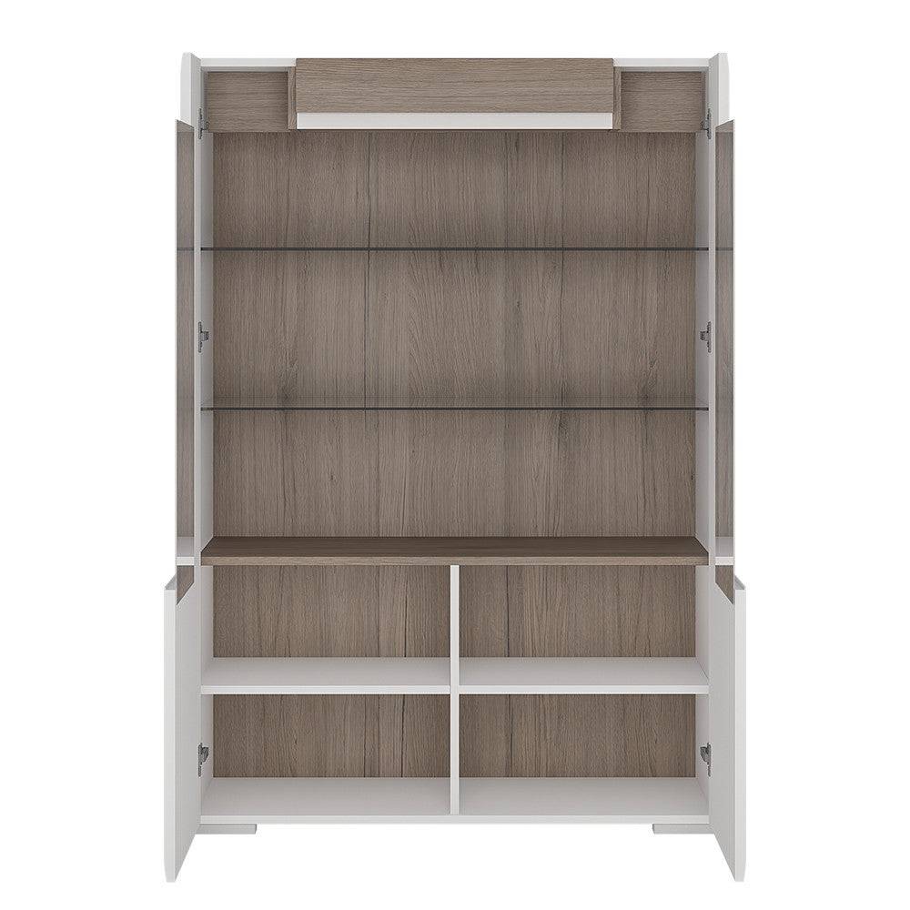 Toronto Low Glazed 2 Door Display Cabinet With Internal Shelves (inc. Plexi Lighting) - Price Crash Furniture