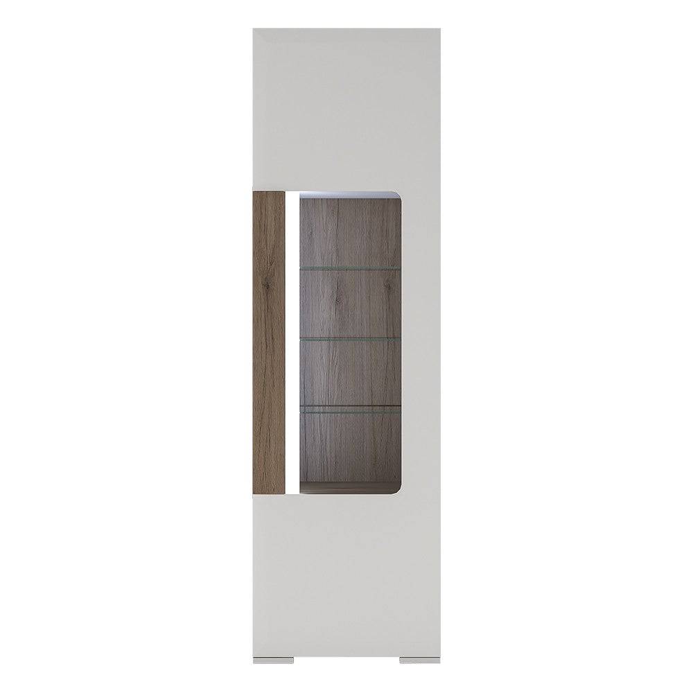 Toronto Tall Narrow Glazed Display Cabinet With Internal Shelves (inc. Plexi Lighting) - Price Crash Furniture