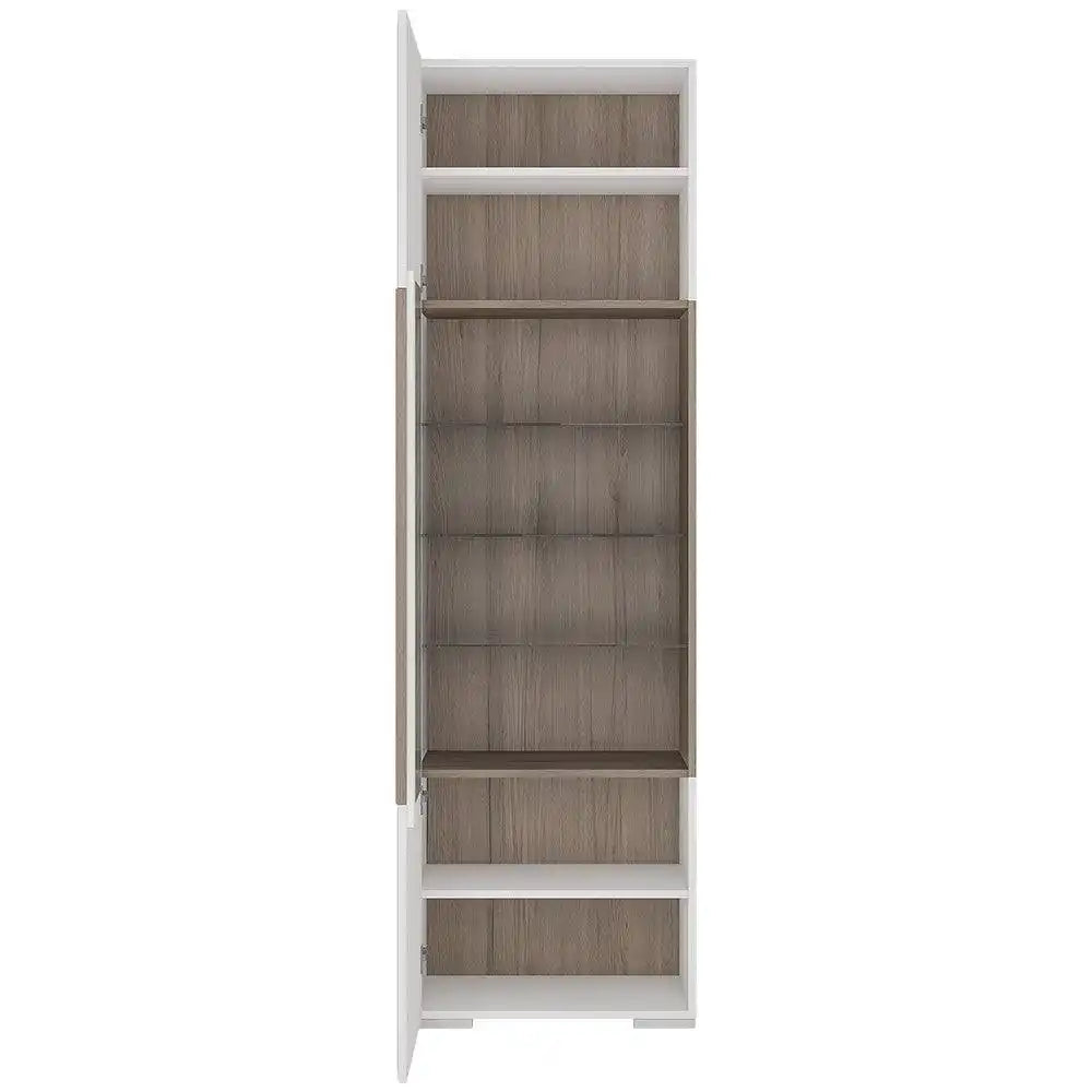 Toronto Tall Narrow Glazed Display Cabinet With Internal Shelves (inc. Plexi Lighting) - Price Crash Furniture