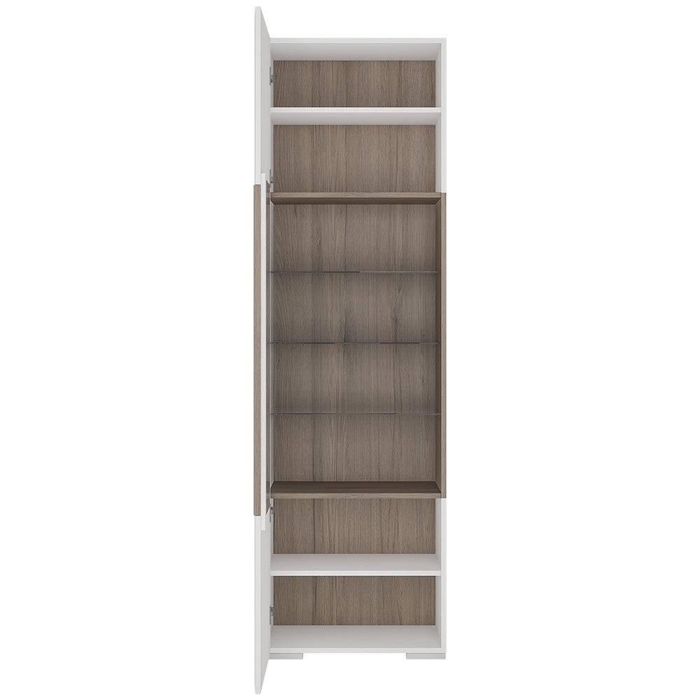 Toronto Tall Narrow Glazed Display Cabinet With Internal Shelves (inc. Plexi Lighting) - Price Crash Furniture