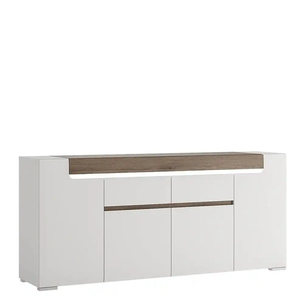 Toronto Wide 4 Door 2 Drawer Sideboard (inc. Plexi Lighting) - Price Crash Furniture