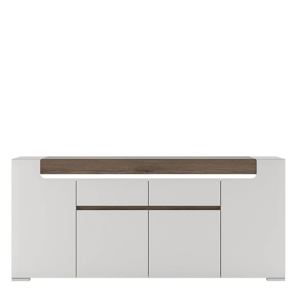 Toronto Wide 4 Door 2 Drawer Sideboard (inc. Plexi Lighting) - Price Crash Furniture