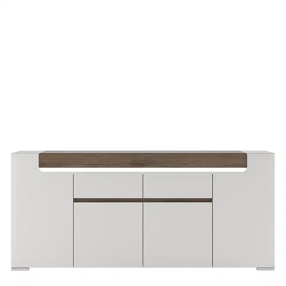 Toronto Wide 4 Door 2 Drawer Sideboard (inc. Plexi Lighting) - Price Crash Furniture