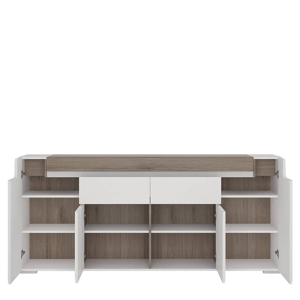 Toronto Wide 4 Door 2 Drawer Sideboard (inc. Plexi Lighting) - Price Crash Furniture