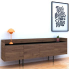 Unit Sideboard 2 Drawers 3 Doors In Walnut And Black - Price Crash Furniture