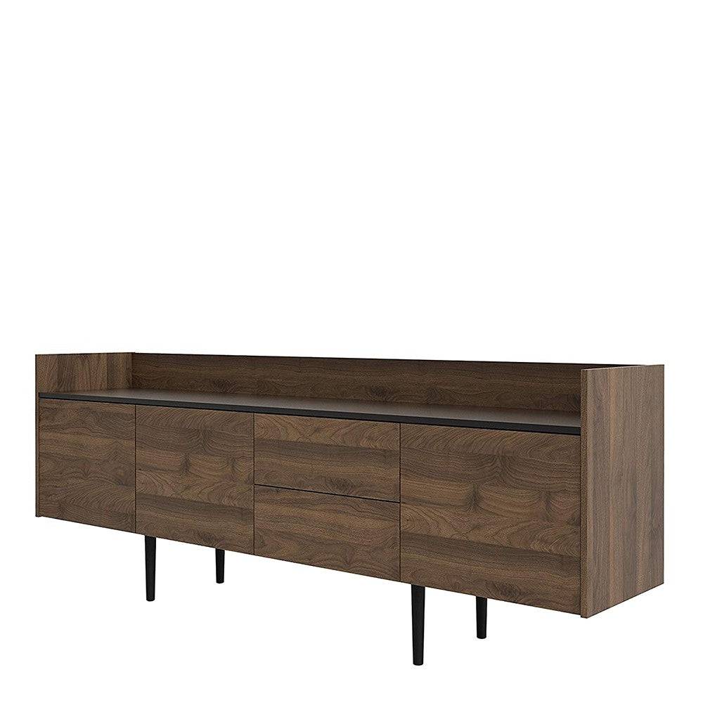 Unit Sideboard 2 Drawers 3 Doors In Walnut And Black - Price Crash Furniture