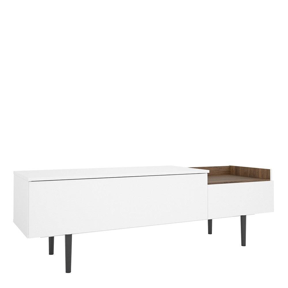 Unit Sideboard 2 Drawers In White And Walnut - Price Crash Furniture