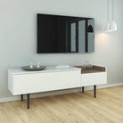 Unit Sideboard 2 Drawers In White And Walnut - Price Crash Furniture