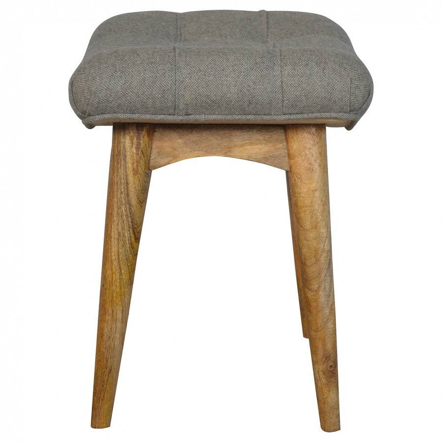 Upholstered Bench In Grey Tweed - Price Crash Furniture