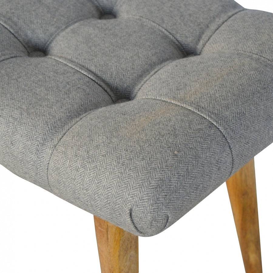 Upholstered Bench In Grey Tweed - Price Crash Furniture