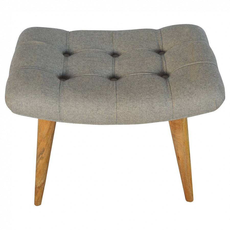 Upholstered Bench In Grey Tweed - Price Crash Furniture