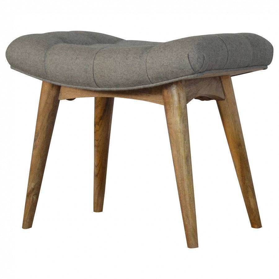 Upholstered Bench In Grey Tweed - Price Crash Furniture