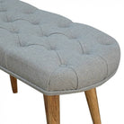 Upholstered Nordic Style Bench With Deep Buttoned Grey Tweed Top - Price Crash Furniture