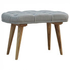 Upholstered Nordic Style Bench With Deep Buttoned Grey Tweed Top - Price Crash Furniture