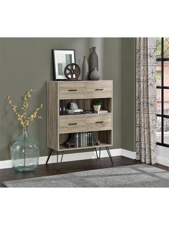 Vaughn Storage Side Table / Bedside in Grey Oak by Dorel - Price Crash Furniture