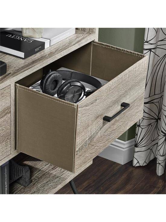 Landon 4 Drawer Storage Bookcase in Distressed Grey Oak Finish - Price Crash Furniture