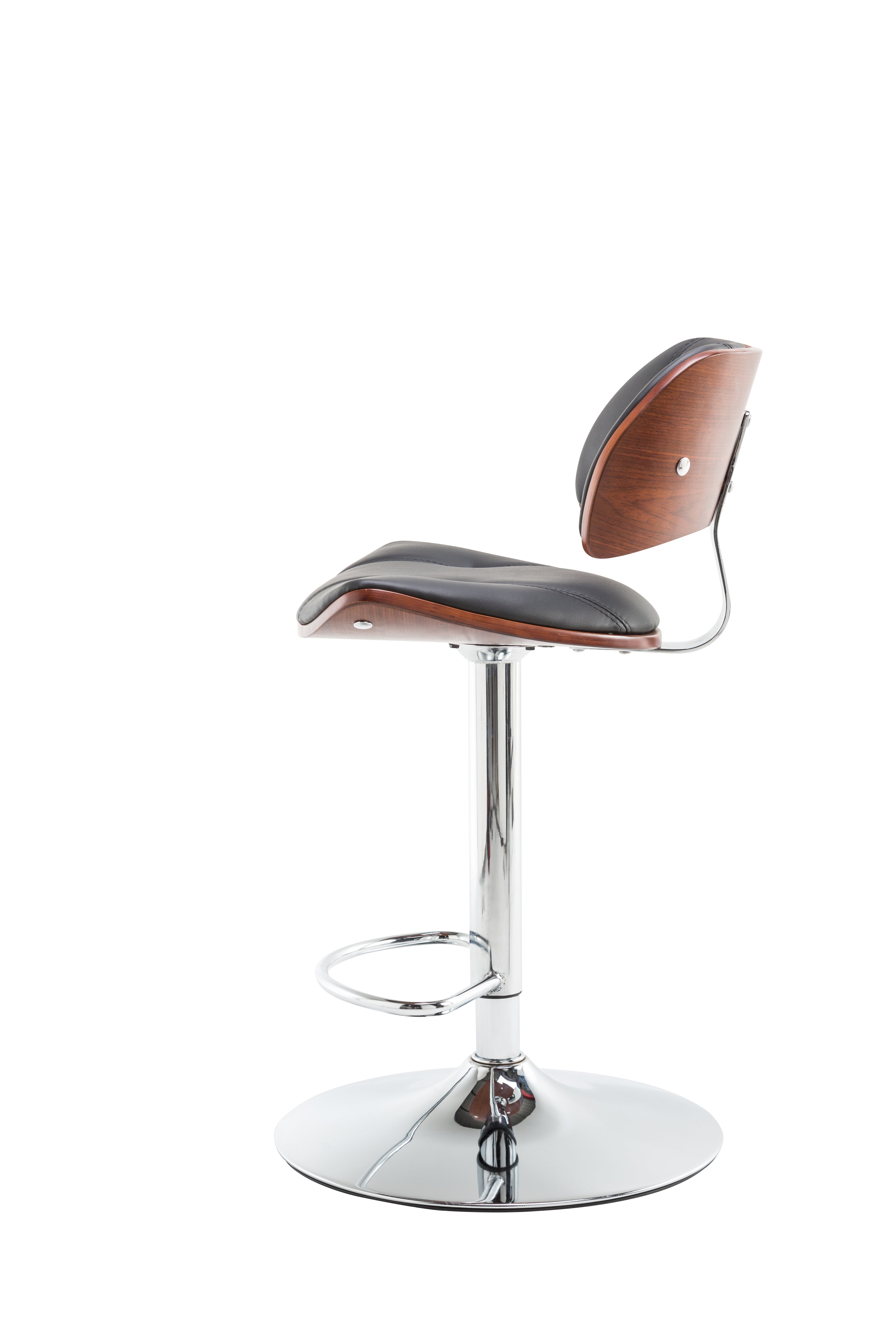 Victoria Faux Leather & Chrome Barstool in Black & Walnut by Alphason - Price Crash Furniture