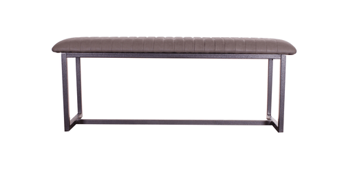Vintage Grey Leather Dining Bench - Price Crash Furniture