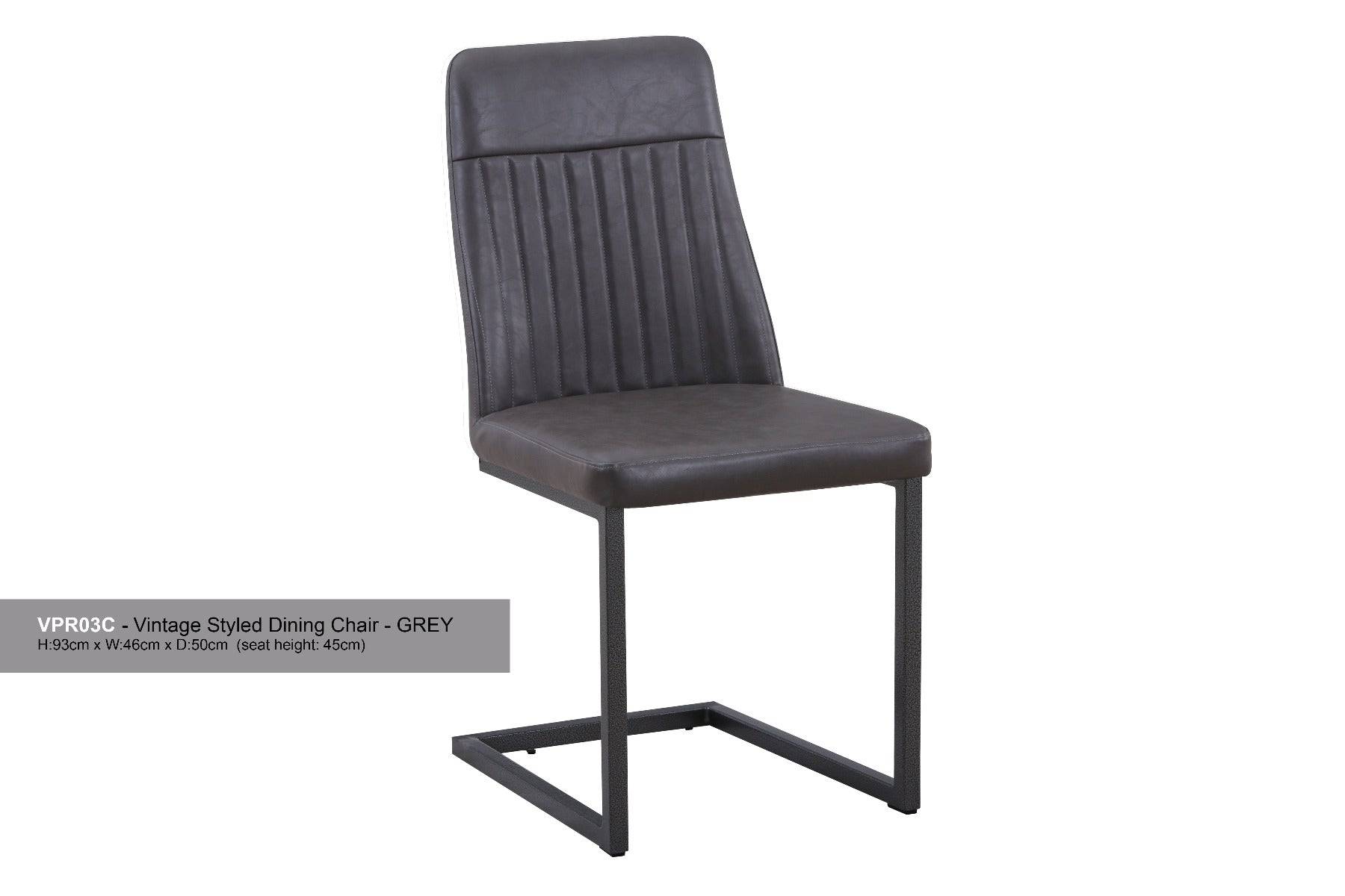 Vintage Styled Grey PU Leather Dining Chair (Pack of Two) - Price Crash Furniture