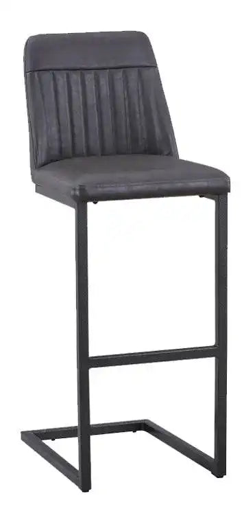 (VPR03I) Vintage Grey Leather Bar Stool (Pack of Two) - Price Crash Furniture