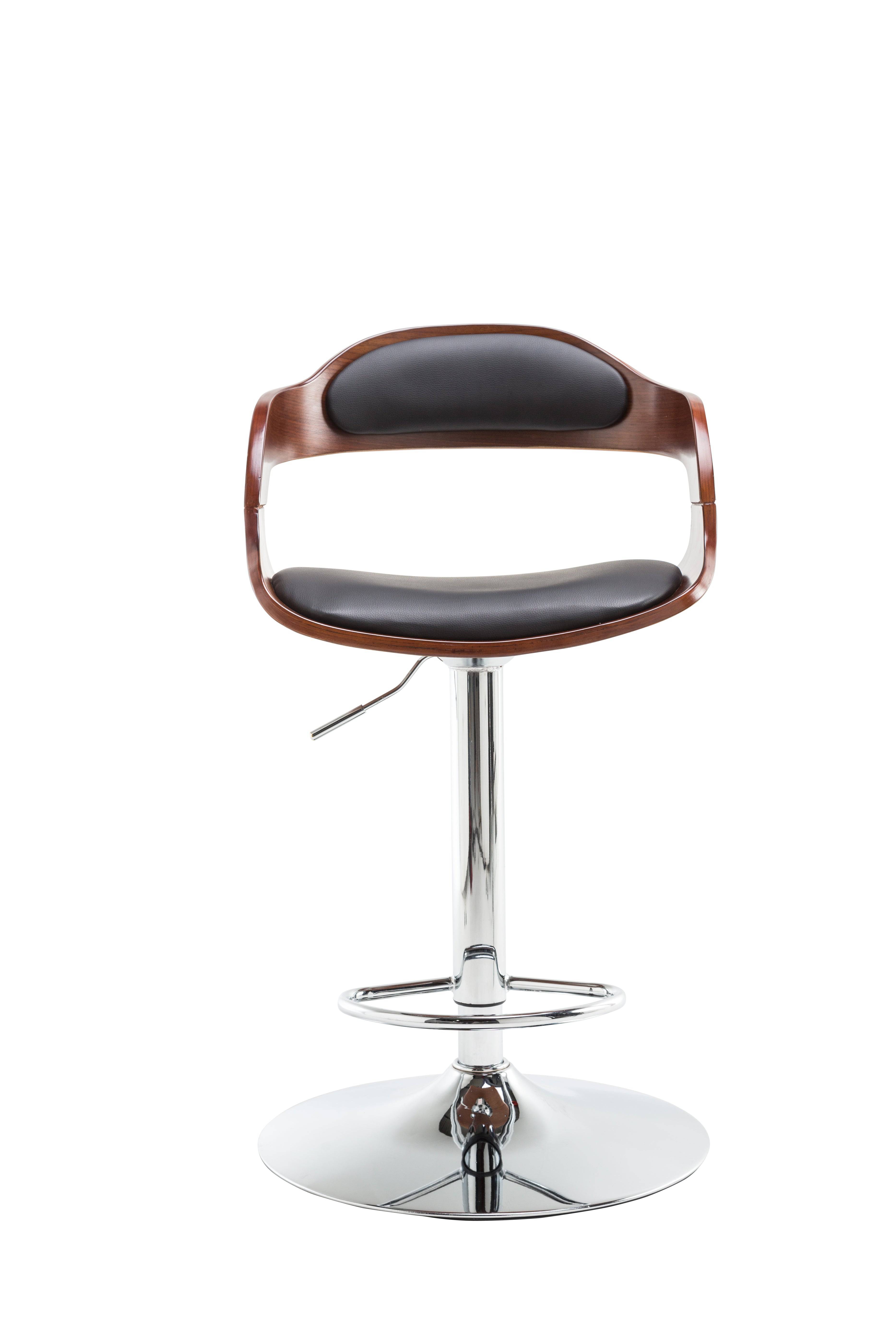 Windsor Faux Leather & Chrome Barstool in Black & Walnut by Alphason - Price Crash Furniture