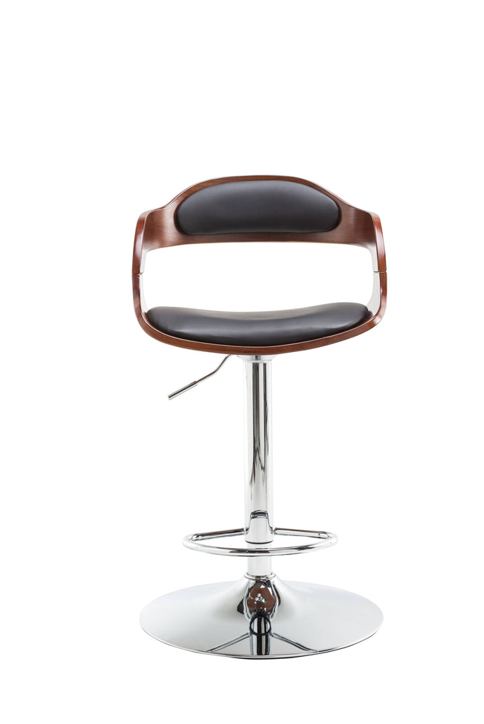 Windsor Faux Leather & Chrome Barstool in Black & Walnut by Alphason - Price Crash Furniture